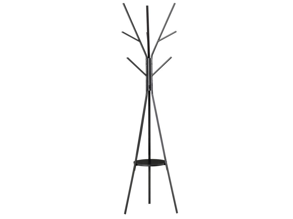Contemporary design tripod coat rack, Homelumiere shelf, 9 shelves, Homelumiereères, dimensions: 45L x 45W x 180H cm, black metal