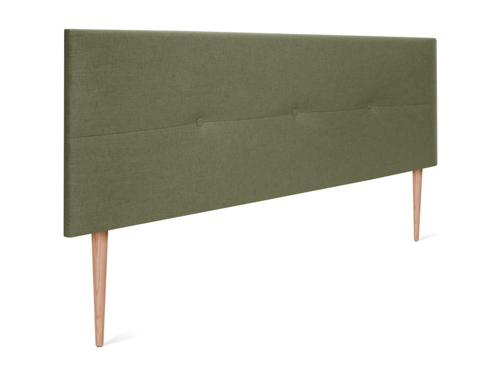 Delimoa Natural Linen Headboard with Buttons 145x105cm with Legs for 135/140cm Beds - Green 61144YWBN