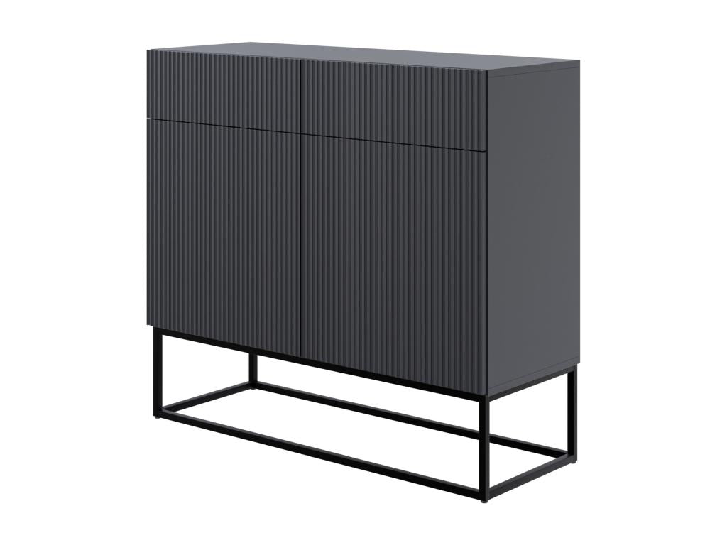 Two-door chest of drawers - 100 cm black with black legs - Homelumiere