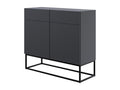 Two-door chest of drawers - 100 cm black with black legs - Homelumiere