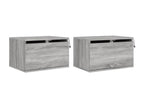 Wall-mounted bedside tables with LED lights, 2 pcs, grey.