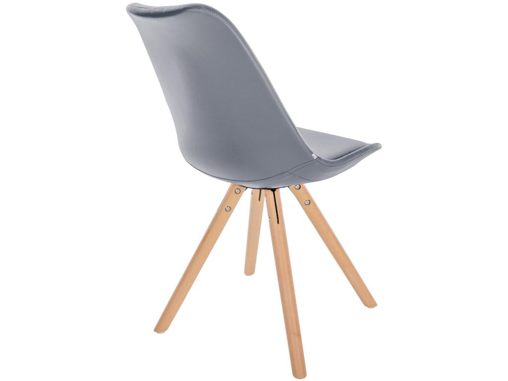 Set of 4 dining chairs - Faux leather / Wood - Grey - Homelumiere