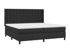 Upholstered bed base with mattress, black, 200x200 cm, faux leather