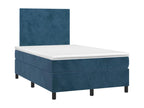 Upholstered bed base and mattress, dark blue, 120x200cm, velvet