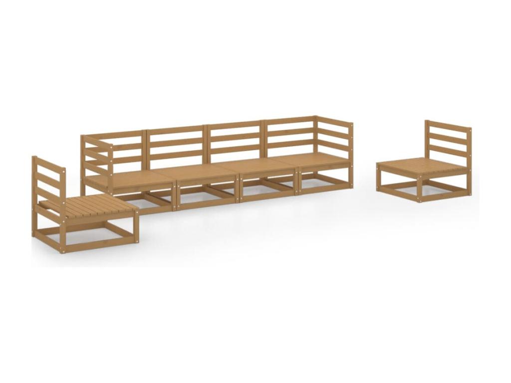 6-piece garden furniture set, honey brown, solid pine wood