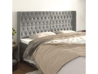 Headboard with wings, light grey, 203x16x118/128 cm, velvet, 88969TTAM