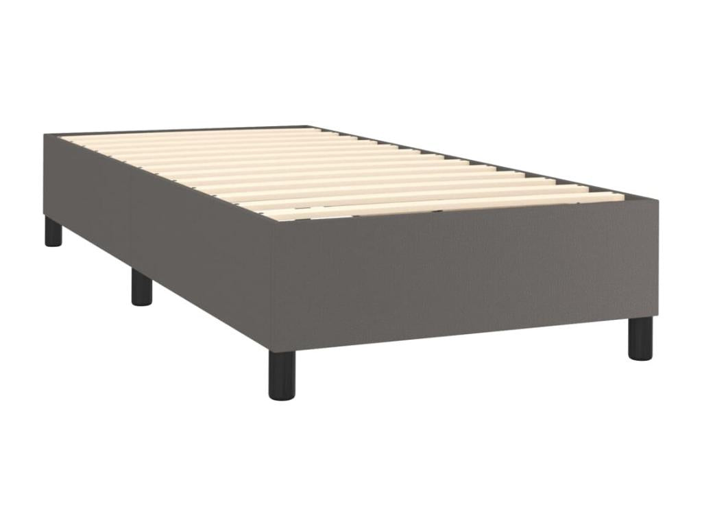 Bed base with LED light, grey, 100x200 cm, faux leather