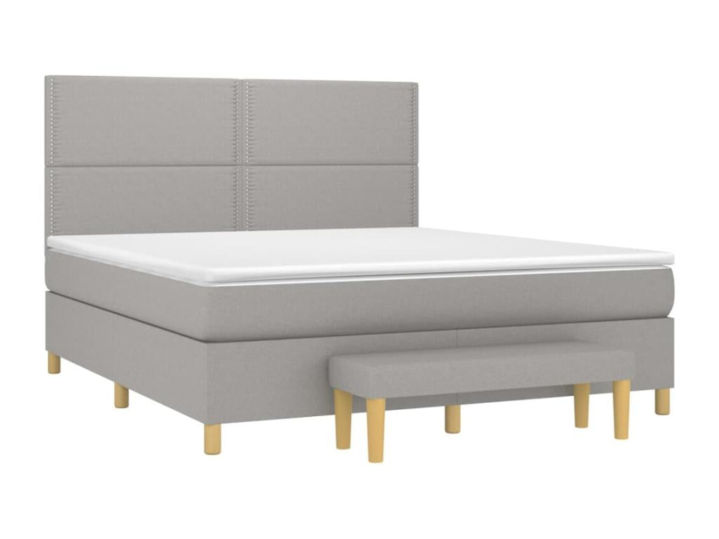 Upholstered bed base with mattress, light grey, 160x200cm, fabric