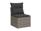5-piece garden furniture set with grey resin wicker cushions