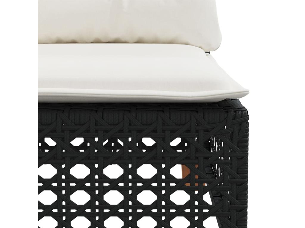 6-piece garden furniture set with cushions, black woven resin