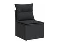 5-piece garden furniture set with cushions, black woven resin