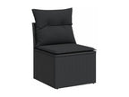 5-piece garden furniture set with cushions, black woven resin