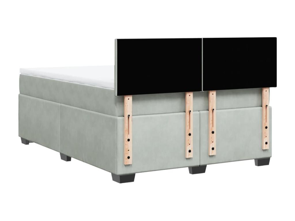 Homelumiere bed base and mattress, light grey, 140x200cm, velvet