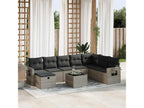 9-piece garden furniture set with grey resin wicker cushions