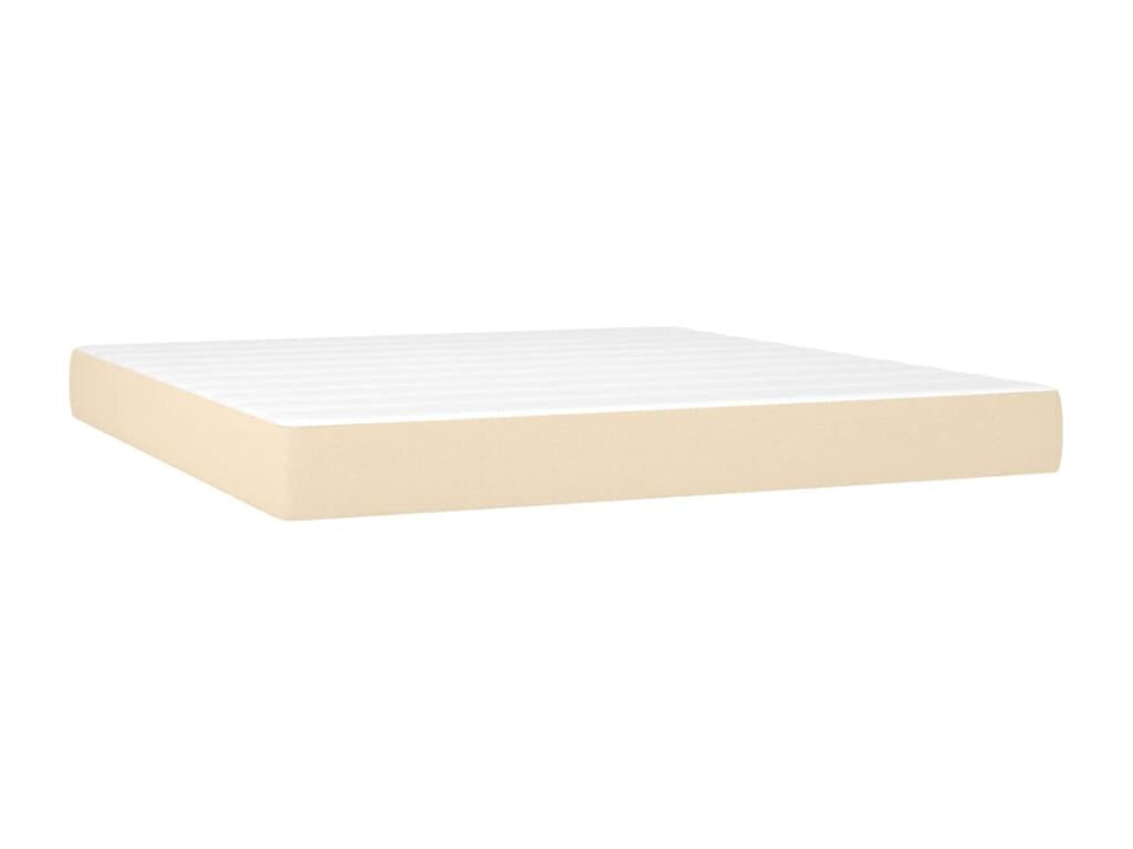 Upholstered bed base with mattress, Cream, 180x200 cm, Fabric