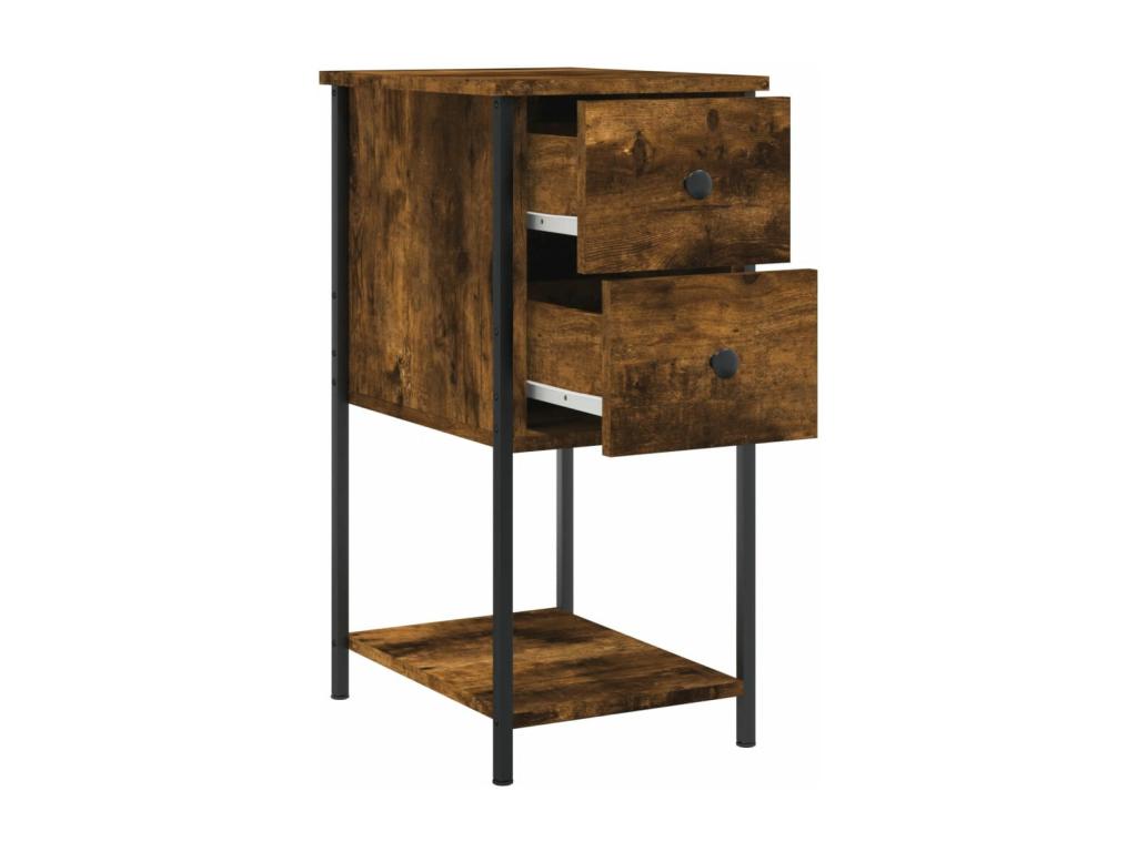 2-piece bedside tables, smoked oak, 32x42x70 cm, engineered wood, 53186ZWOQ