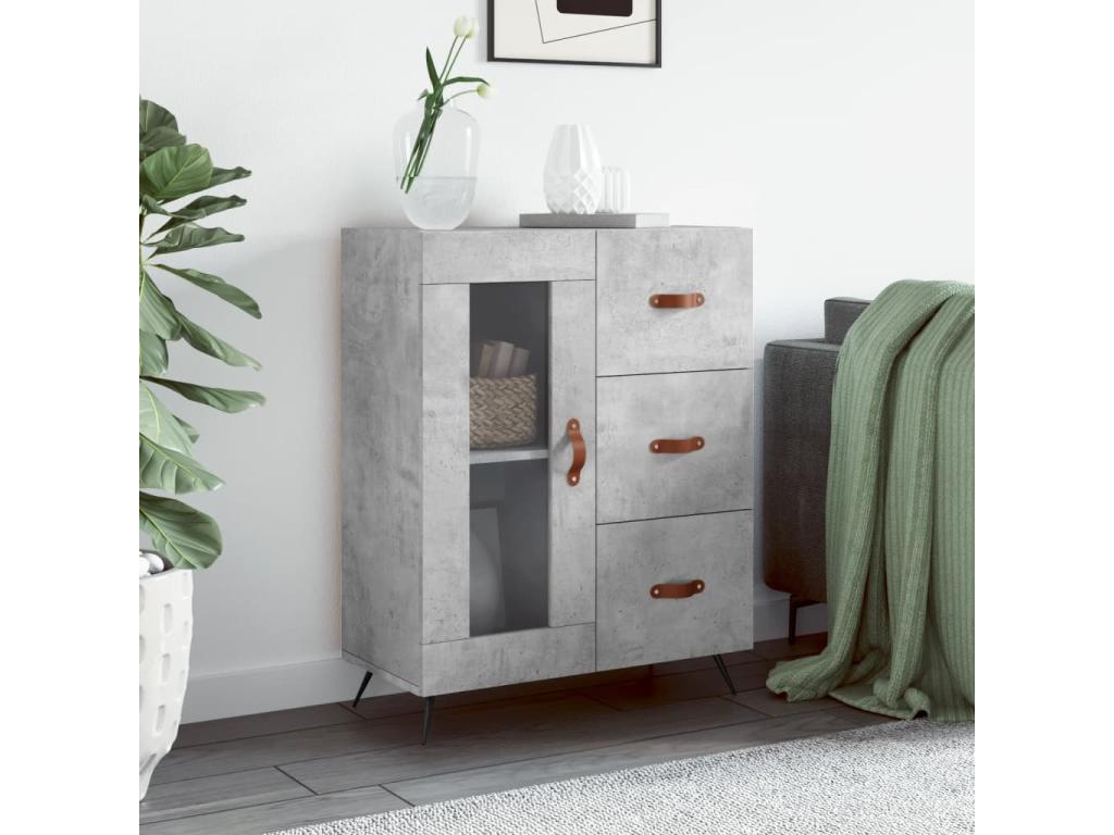 Concrete grey sideboard 69.5x34x90 cm engineered wood