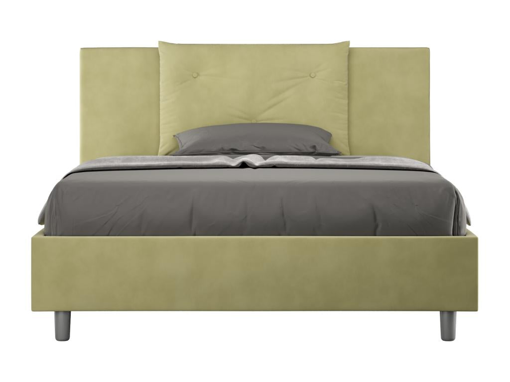 Homelumiere 140x200cm Upholstered Double Bed without Mattress, Green Microfiber