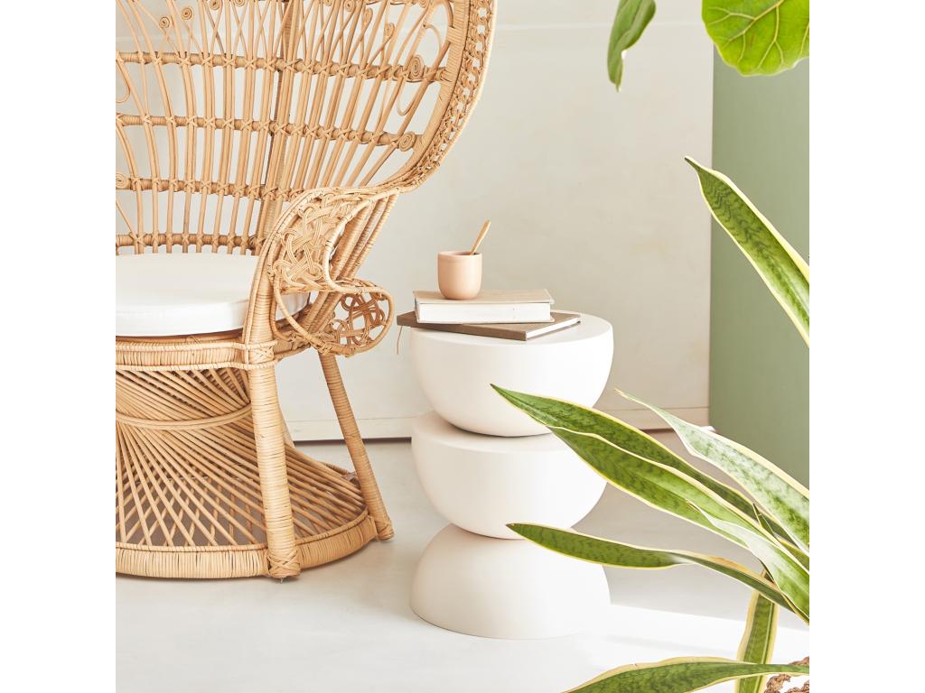 Side table - end table - bedside table in metal - cream - Coumba - 32 x H 46.5cm