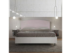 160x200cm double bed in white ash wood with microfiber wisteria headboard, Homelumiere