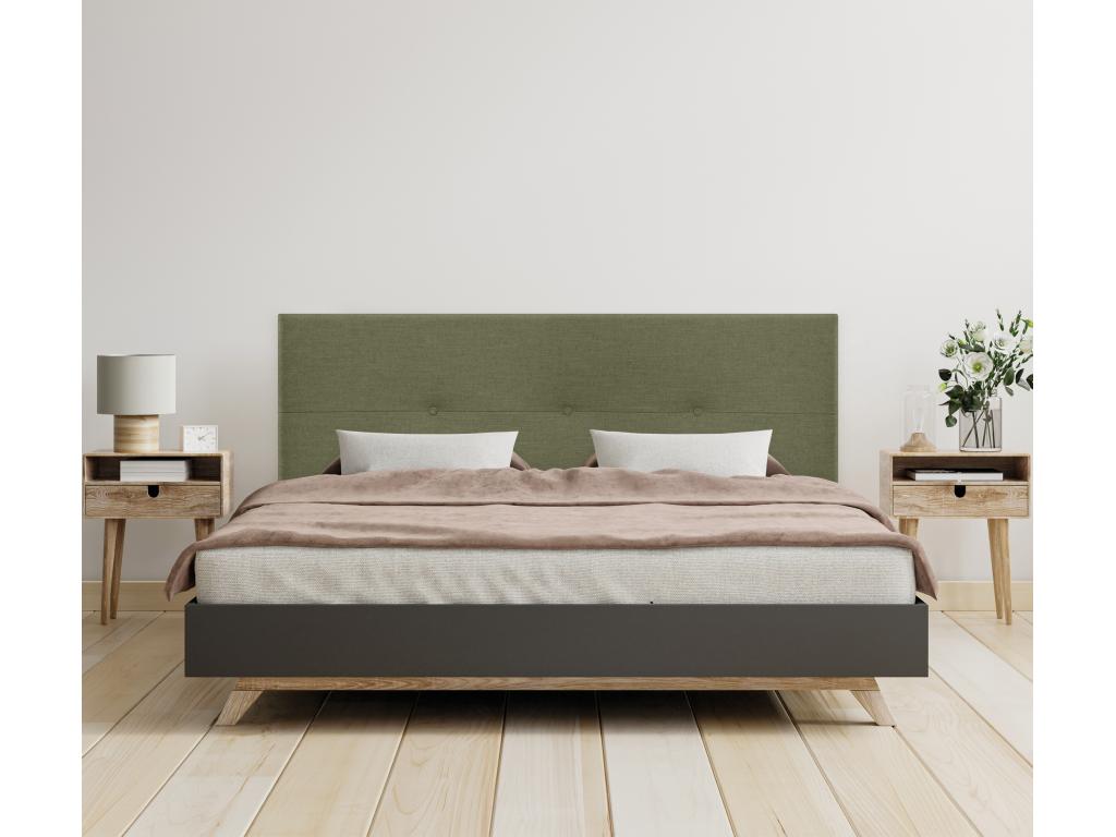 Delimoa Natural Linen Headboard with Buttons 145x105cm with Legs for 135/140cm Beds - Green 61144YWBN
