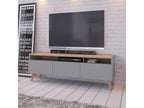 Homelumiere style wooden sideboard with 3 drawers, low grey stained cabinet