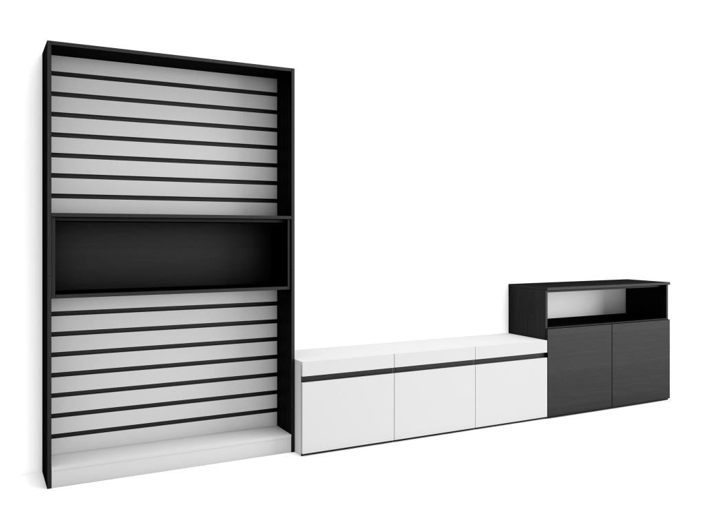 TV Unit Set 360x186x35cm For TVs up to 65" Complete Living Room Set White and Black