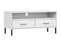 TV stand with metal legs, white, solid pine wood, Homelumiere