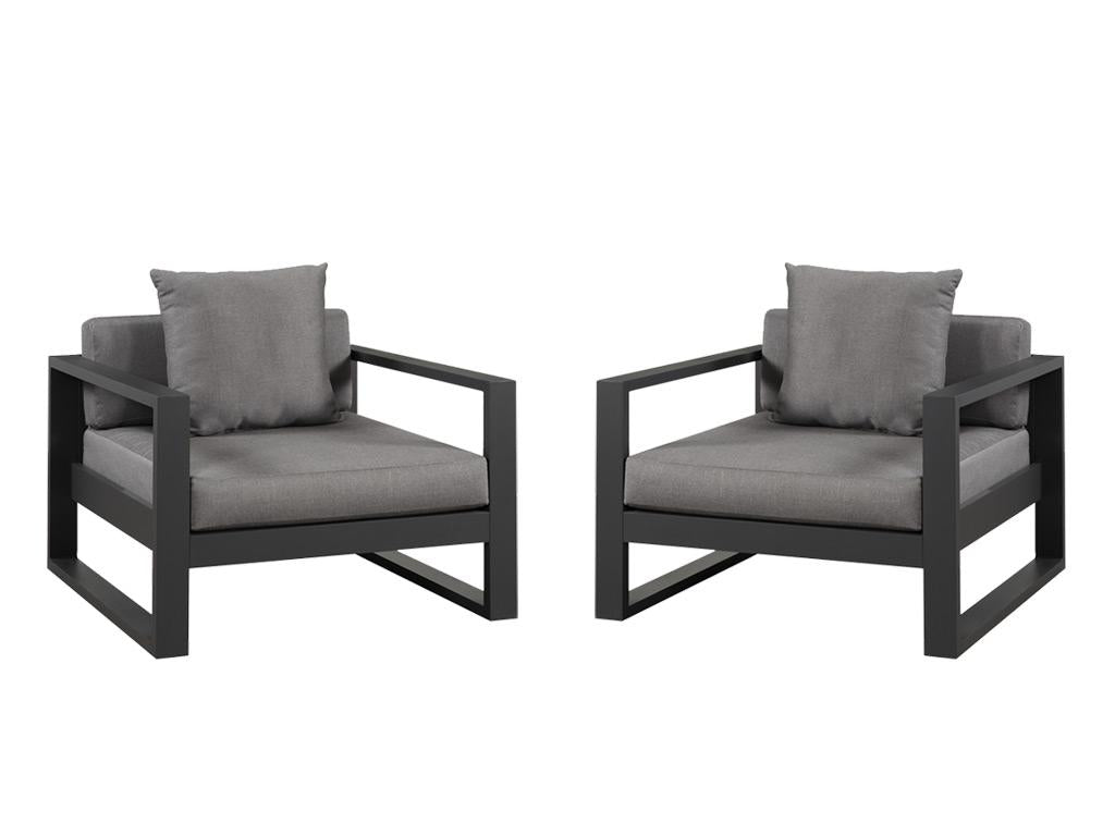 Set of 2 aluminum garden chairs - Anthracite - Delimoa 60788QXES