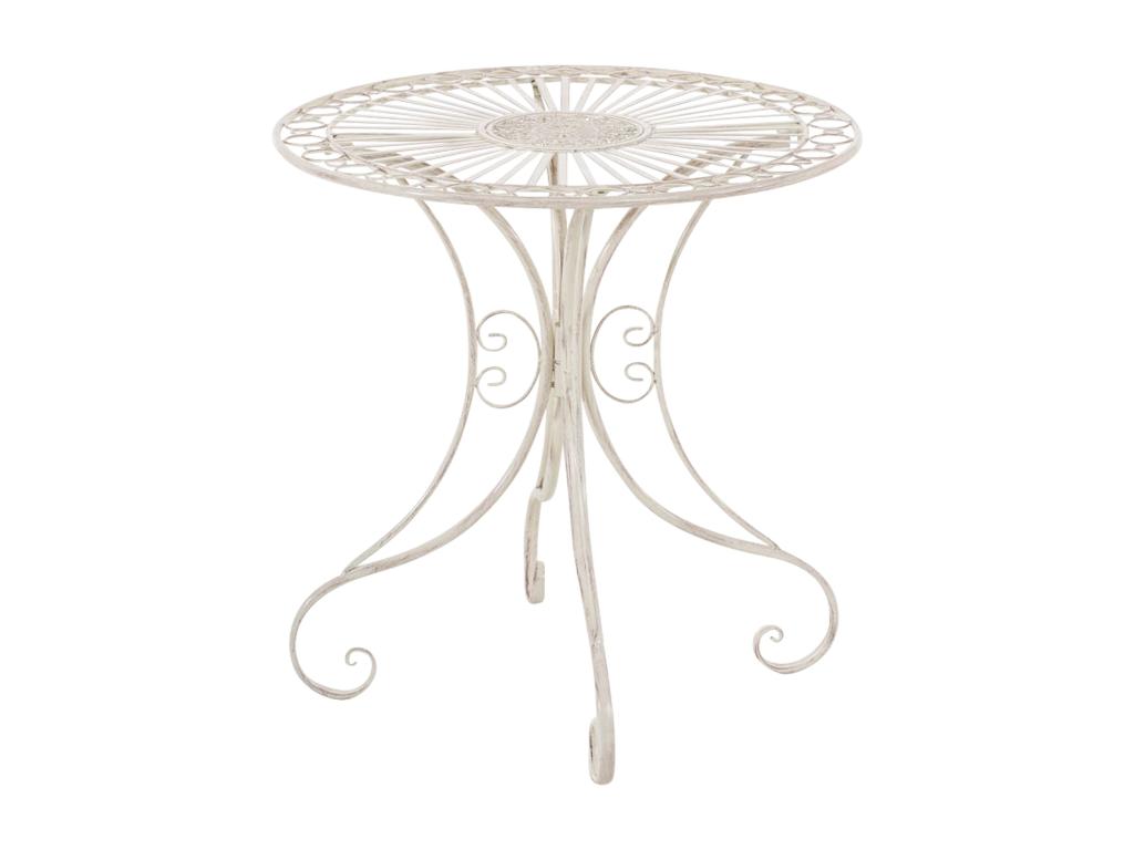 Garden side table - round 70 cm - Metal - Antique cream - Homelumiere