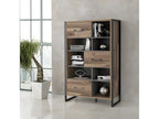 Asymmetrical 3-door bookcase with recycled wood and metal finish - Homelumiere