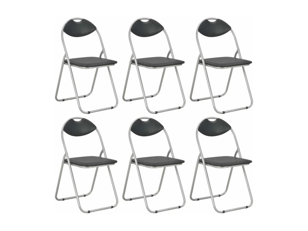 Set of 6 folding kitchen/dining chairs, simple design, black synthetic material, CDS022779 68486MTJD