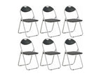 Set of 6 folding kitchen/dining chairs, simple design, black synthetic material, CDS022779 68486MTJD