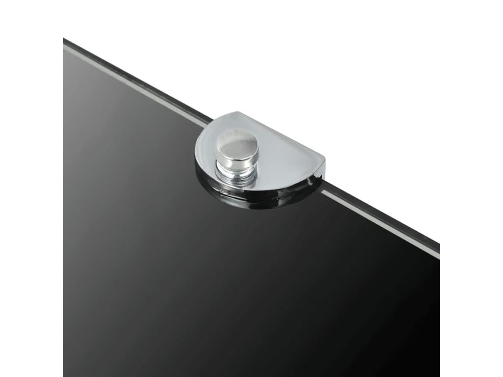 Corner shelf with chrome brackets, black glass, 35x35