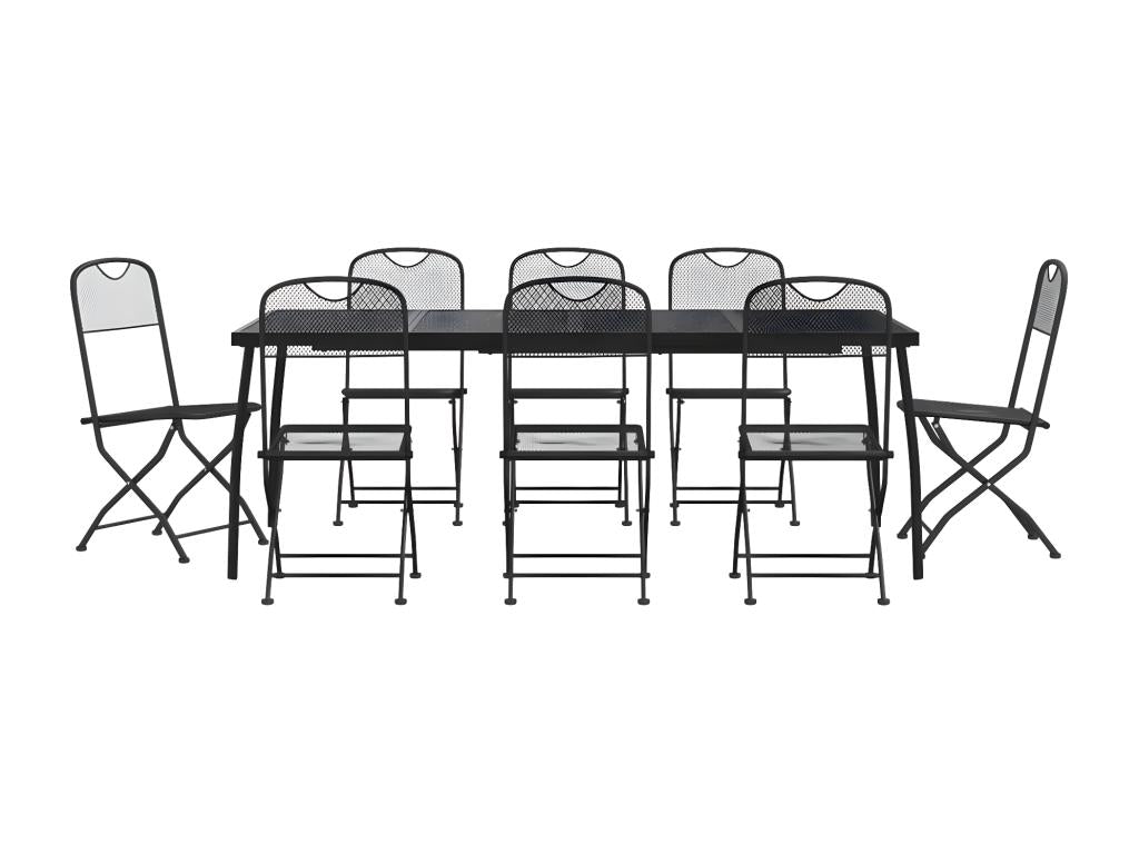 Homelumiere 9-piece anthracite metal garden dining set