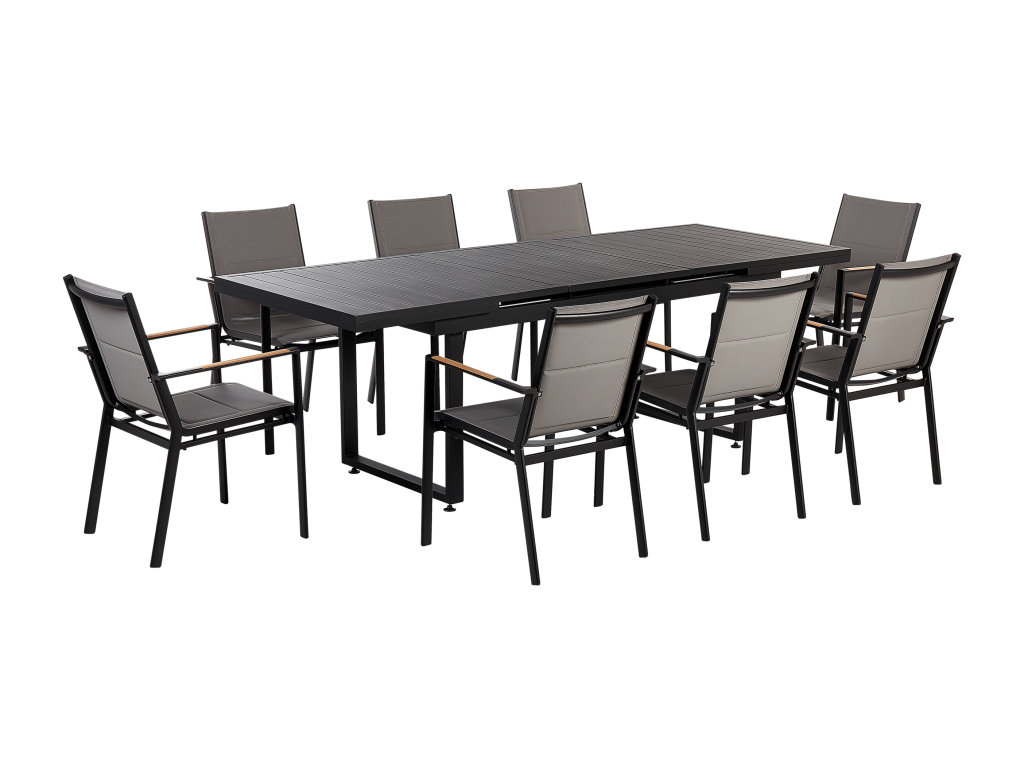Delimoa 8-Seater Garden Dining Set, Black Metal, 43331FWRE