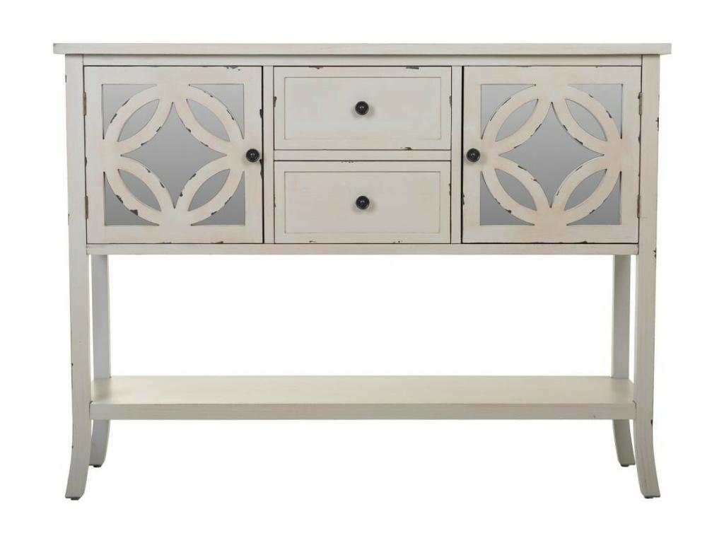 White wooden sideboard 121x37x91h 53500LVCU