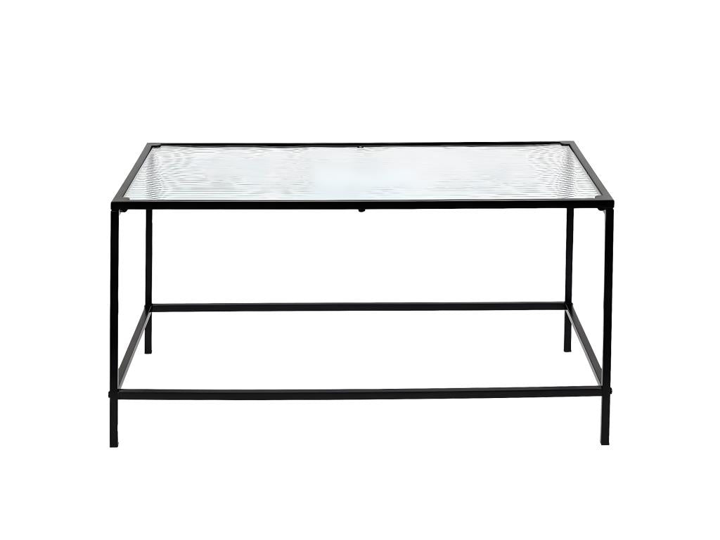 Homelumiere - Black Coffee Table with Textured Glass Top