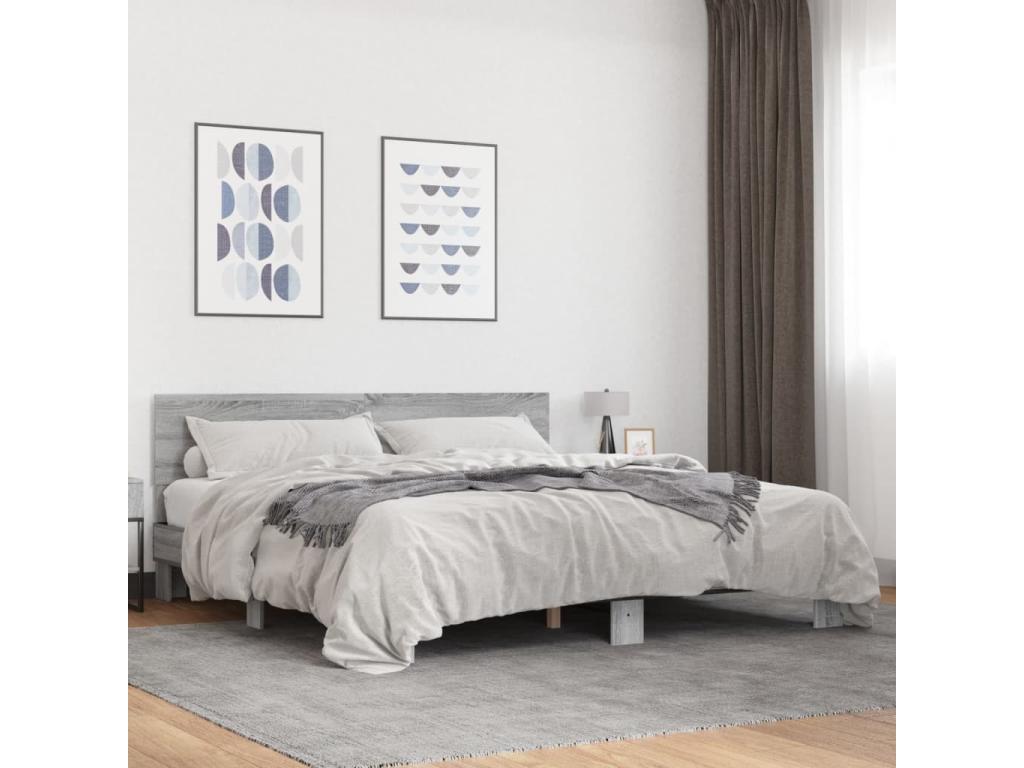 Homelumiere grey bed frame 200x200 engineered wood and metal