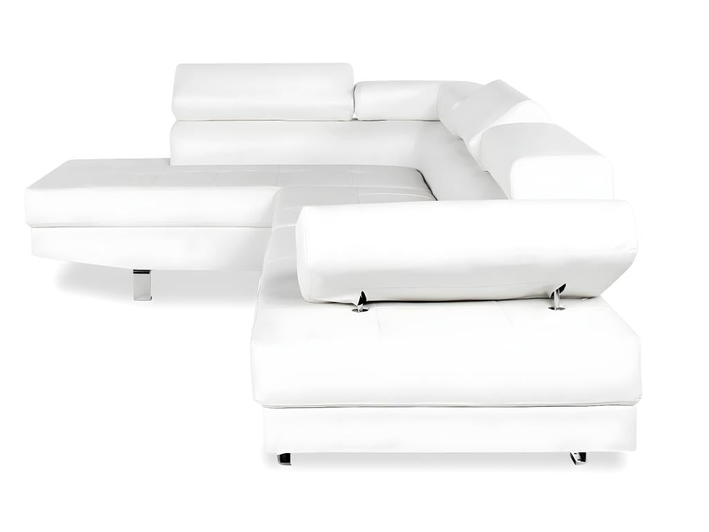 Homelumiere White Left-Hand Corner Sofa with Adjustable Headrests