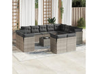 Garden furniture set with cushions, 13 pieces, grey woven resin