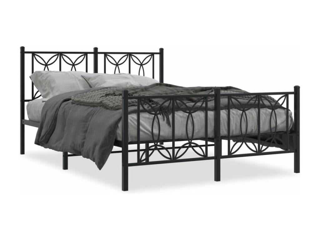 Metal bed frame without mattress, with black bed legs, 140x200cm