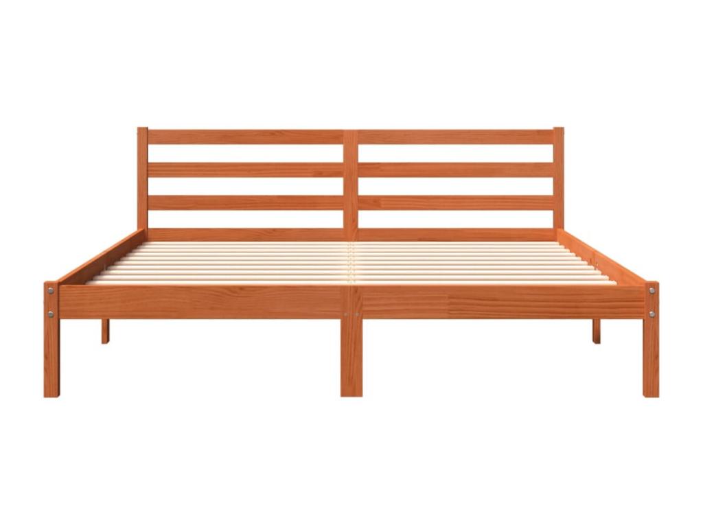 Brown waxed bed frame 160x200 cm solid pine wood
