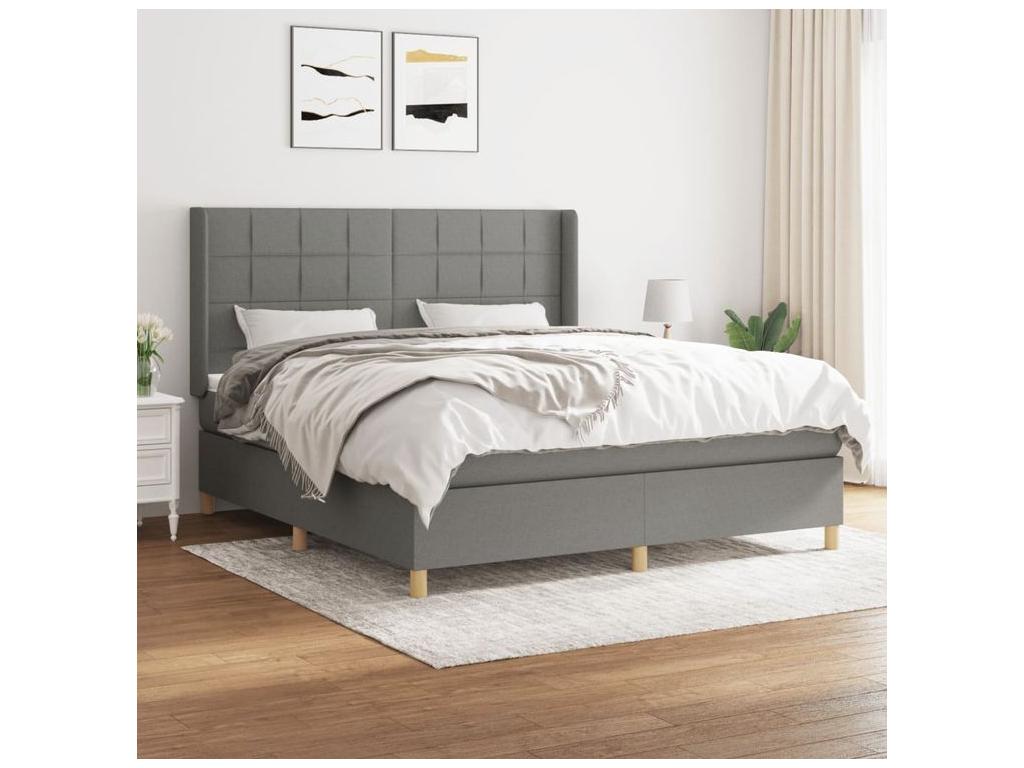 Homelumiere bed base with dark grey 160x200 mattress, fabric