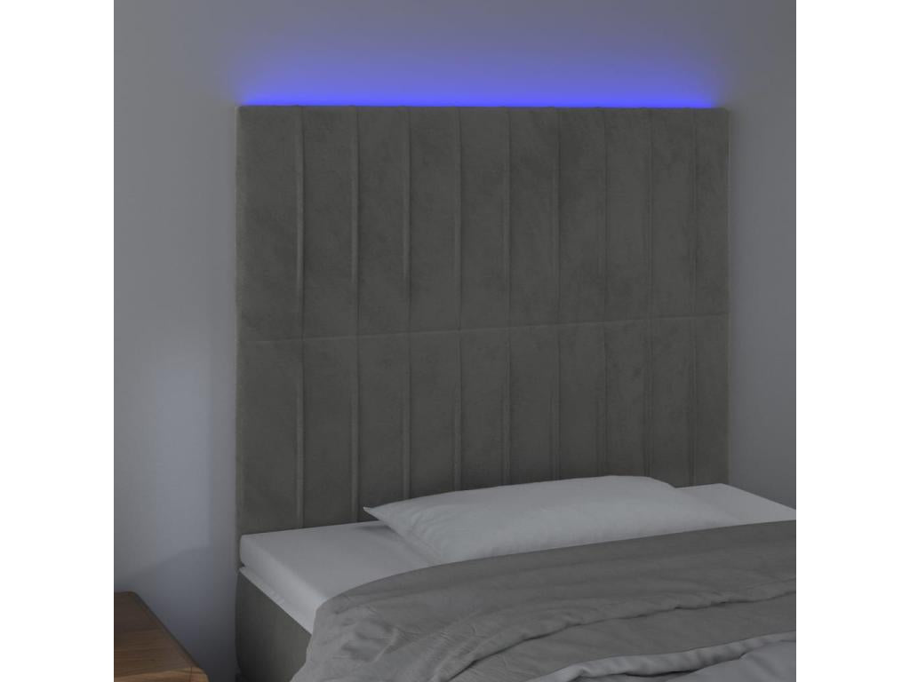 Light Grey LED Headboard 80x5x118/128 cm Velvet