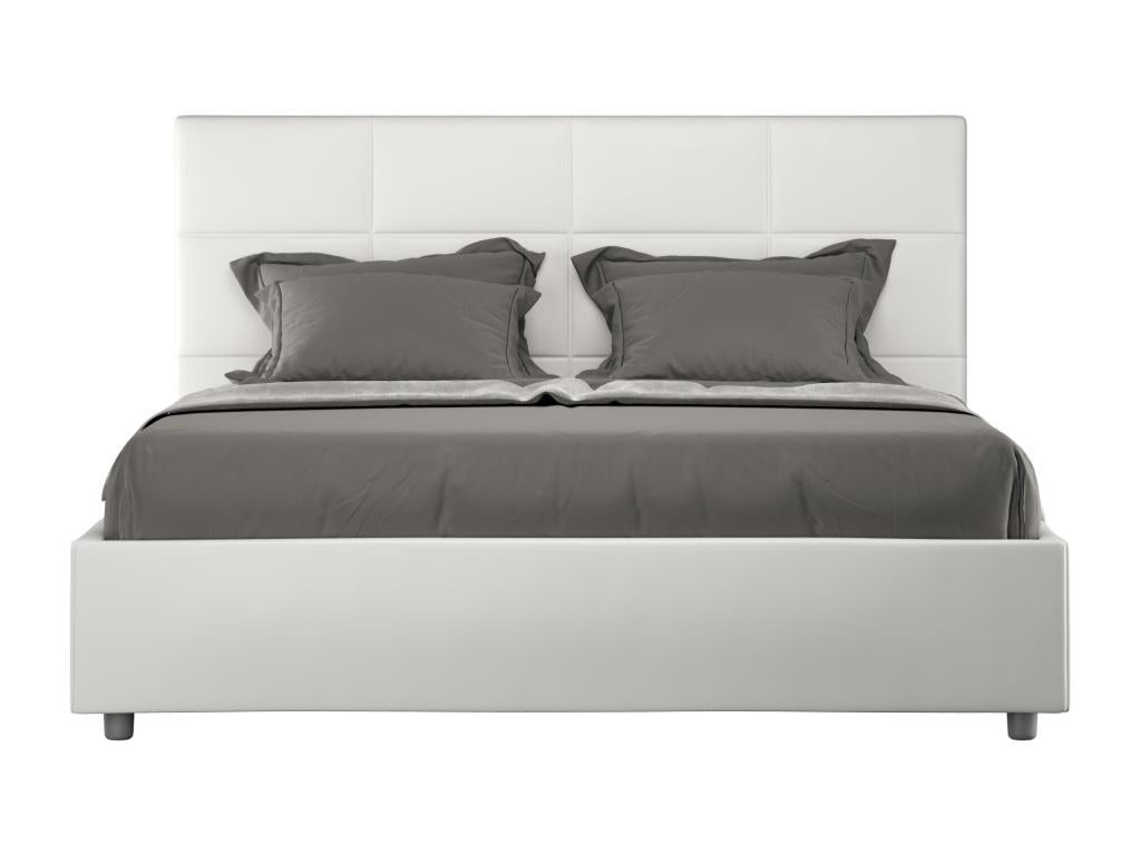Homelumiere 160x190cm Upholstered Double Storage Bed in White Faux Leather