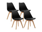 Set of 4 chairs - Black - Scandinavian style - Wooden legs - 4 chairs per package