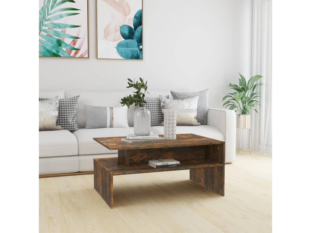 Smoked oak coffee table, 90x60x42.5 cm, engineered wood