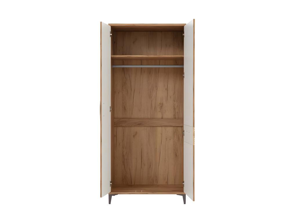 2-Door Wardrobe, Honey Oak/White - Homelumiere - W 85 x D 56 x H 197 cm