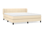 Upholstered bed base with mattress, Cream, 180x200 cm, Fabric